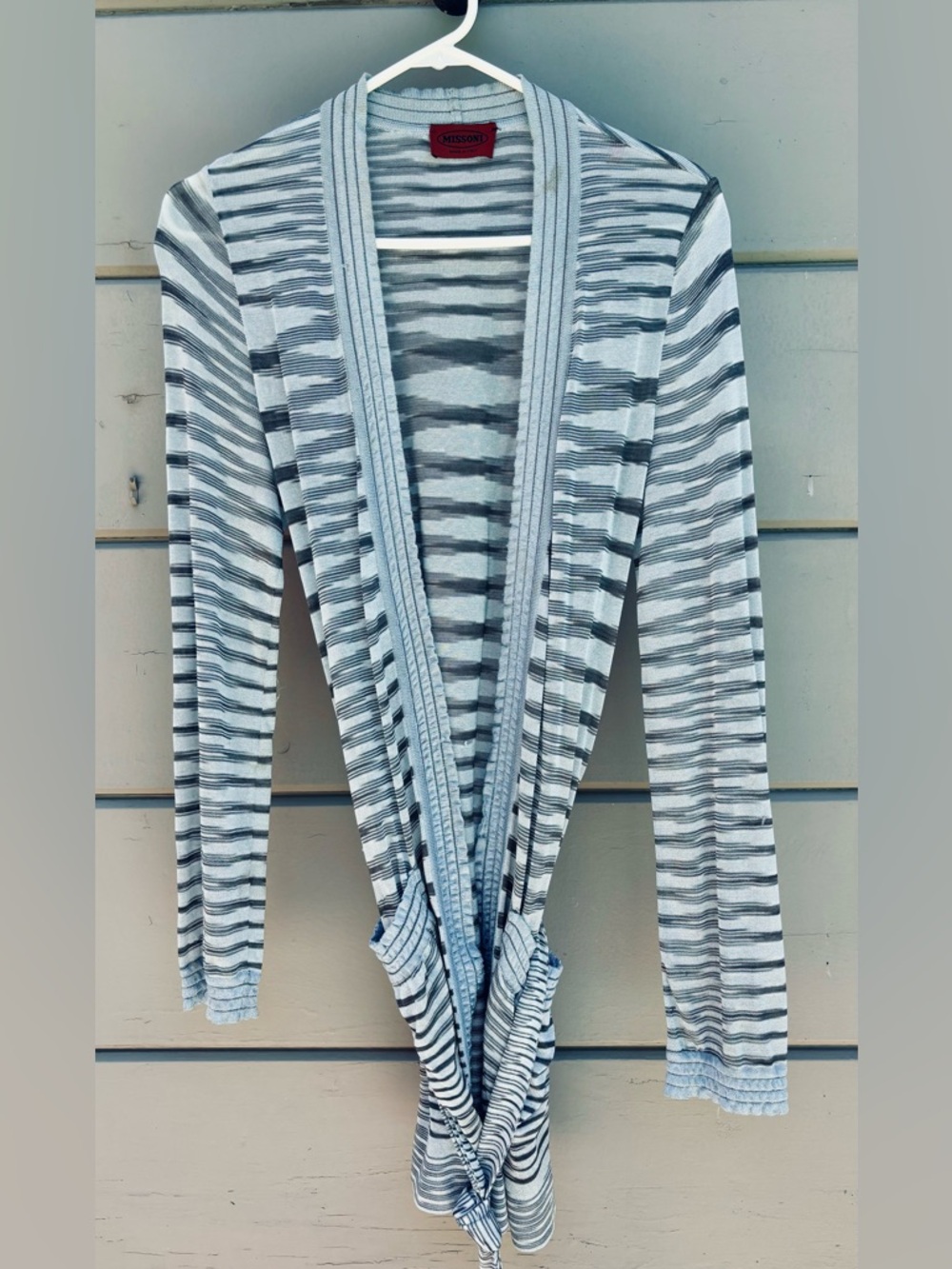 Missoni Light Gray & White Striped Knit Top